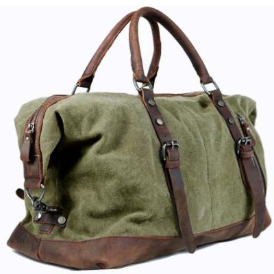 China High Quality Handsome Large Capacity Canvas Luggage Travel Duffel Bag With Leather Handles And Bottom for sale