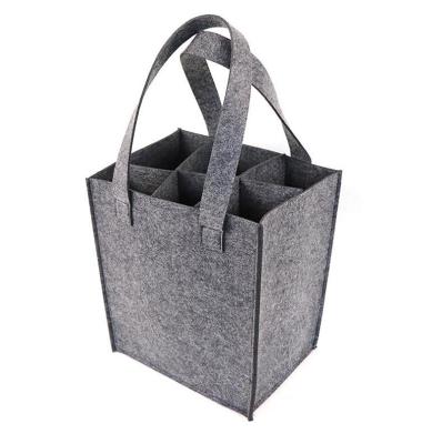 China Wholesale Custom Reusable Handled Felt Storage Shopping Tote Red Wine Bottle Bag for sale