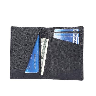 China 2021 Luxury RFID Fashion 2 Times Card Holder Wallet for Men Contrast Color Slim Genuine Leather Men's Card Holder for sale