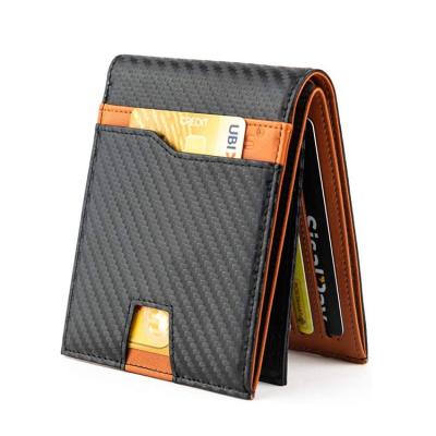 China 2021 new RFID men's wallet creative carbon loose-leaf wallet fiber fashion multifunctional contrast color antimagnetic leather for sale