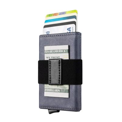 China High Quality High Quality Business Wallet Man Holder Credit Card Leather Slim RFID Blocking Aluminum Noise Card Wallet for sale