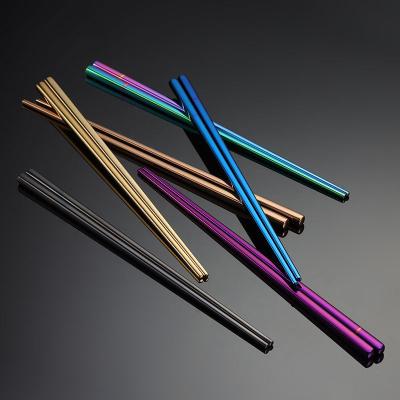 China Disposable Korean Style Custom Color Stainless Steel Metal Chopsticks for Wedding Restaurant for sale