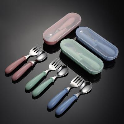 China Disposable Portable Travel Stainless Steel Cutlery Set Gift Spoon And Fork Set With Case For Kids And Children for sale