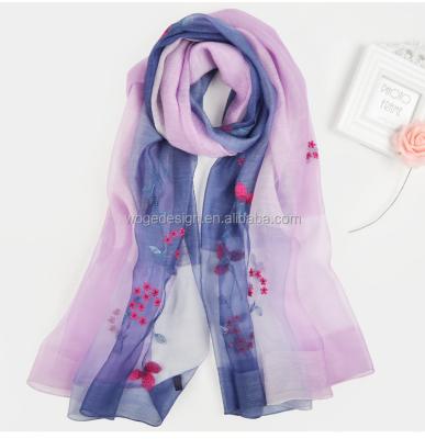 China Yiwu Producer Yiwu Area Yiwu Producer Yiwu Yiwu Producer Yiwu Area New Yiwu Light Silk Color Embroidered Flower Dress Flower Reversible Shawl Dupatta Shawl Silk Scarf for sale