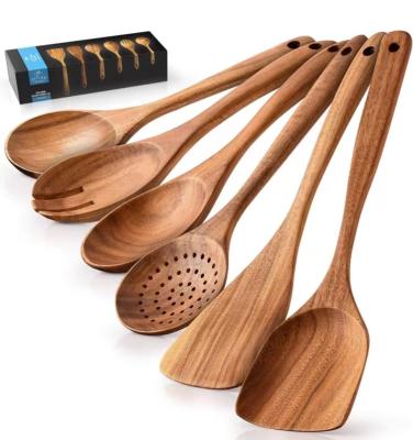 China BAMBOO Eco-Friendly 6 Piece Gadgets Tools Spatula Kitchen Utensils Set For Cooking Restaurant Soup Spoon Custom Bamboo Cutlery for sale