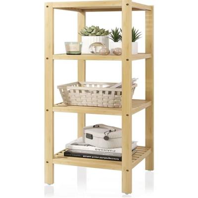 China Sustainable Custom Universal Bamboo 4 Tier Towel Rack Bathroom Storage Rack for sale