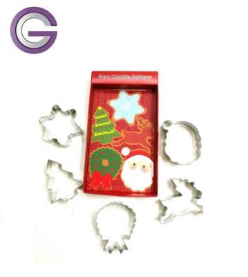 China Stocked 5 Pcs Christmas Cookie Cutters / Molds Stainless Steel Cookie Cutter Mold Set And In 4 Different Christmas Shapes for sale