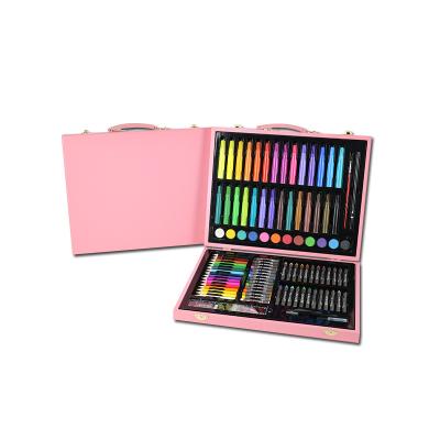 China painting & Luxury and Professional 132-Piece Drawing Paint Color Art Set in Pink Wooden Case for sale