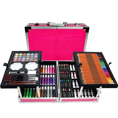 China Drawing & 145 Piece Painting Painting Art Set Stationery For Kids With PINK Aluminum Case for sale