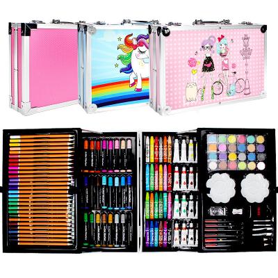 China Drawing & Wholesale Painting 145 Piece Aluminum Case Rainbow School Kids Drawing Art Stationery Mega PaintingSet for sale