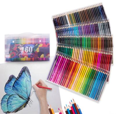 China Custom Natural Wood Painting and Drawing 160colors Oil Colored Pencils Set For Kids for sale