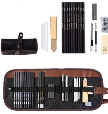 China Assorted 25/28 PCS Professional Sketching Drawing Pencils Carry Bag Art Painting Tool Kit Set for sale