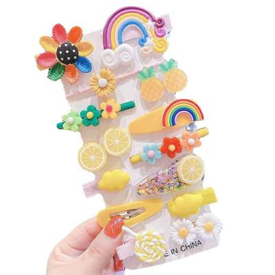 China Hairpin Korea 10 pieces set hairpin baby princess cartoon animal hair hairpin cute fruit clip small children's hairpin accessories for sale