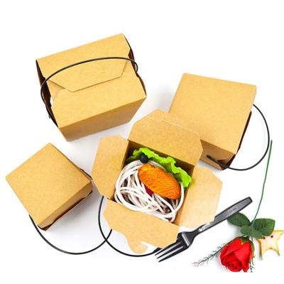 China Disposable Disposable Paper Take Out Noodle Box With Handle for sale