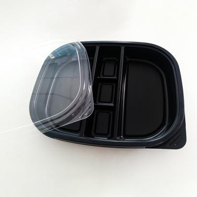 China Plastic Food Packing PS Meal Prep Food Storage Container, 2 Compartments Bento Lunch Food Packing Box for sale