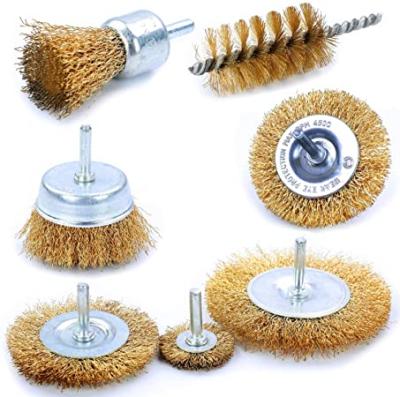 China Polishing Steel Wire Brush Brushes Wire Brush Set 7-Piece Set Wire Brush With Clamping Shaft 6 mm for sale