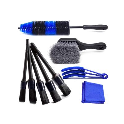 China Hot Selling 9 Pcs High Efficiency Car Wash Brush Detailing Roller Sweeps For Car Tire Rim Equipment Brush for sale