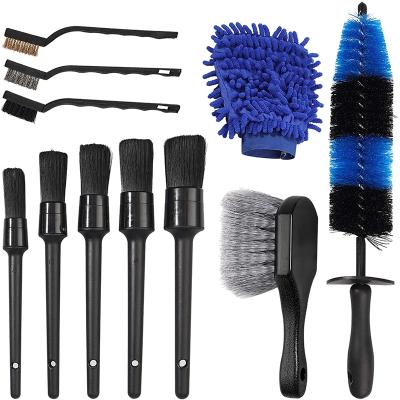 China Amazon Viable Hot Selling Detailing Car Wash Brushes Sweep 11PCS Cleaning Pad Brush For Cleaning Wheels, Tire Brushes for sale