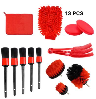 China Amazon 13 Piece Hot Sale Car Wash Tool Brush Electric Drill Viable Cleaning Brush Set Double Sided Car Wash Towel Car Wash Glove Set for sale