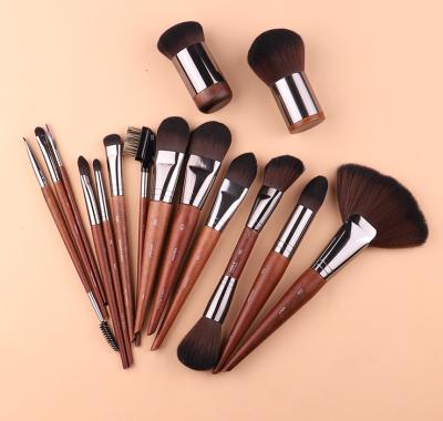 China Wooden Handle Hair Face/Eye Makeup Brush 37pcs Soft Dense Synthetic Makeup Brush Flat Brush for sale