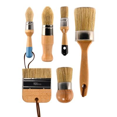 China Factory Wholesale Professional Premium Pure Bristles 6PCS Wall Painting Paint Brush For Painting Set for sale