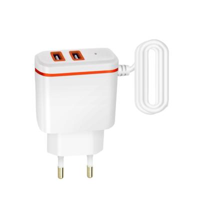 China Mobile Phone Fast Charging Line Adapter USB Cable For Phone Wall Dual USB Ports Travel 2A USB Charger for sale