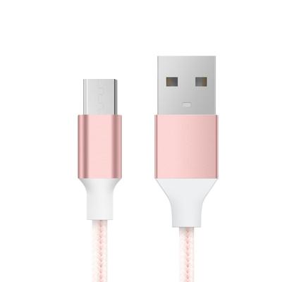 China For Android Rose Gold nylon mobile phone 2A charger/iphone/mobile phone braided micro usb cable for sale