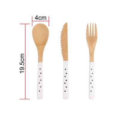 China Viable Wholesale Custom Bamboo Cutlery Set With Color Printing Handle for sale