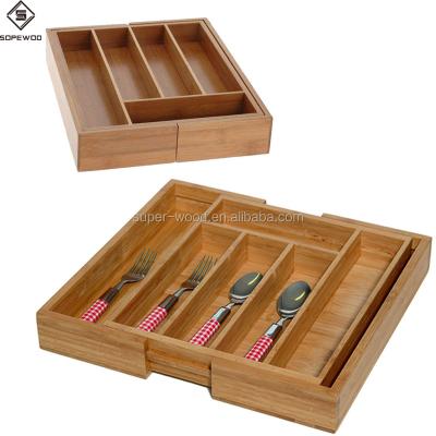 China Sustainable Kitchen Drawer Top Bamboo Cutlery Tray for sale