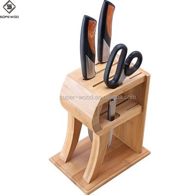 China Viable Kitchen Knife Block Holder Bamboo Wood Rack Without Knife for sale