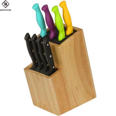 China Viable Wholesale Custom Bamboo Wooden Universal Kitchen Knife Blocks for sale