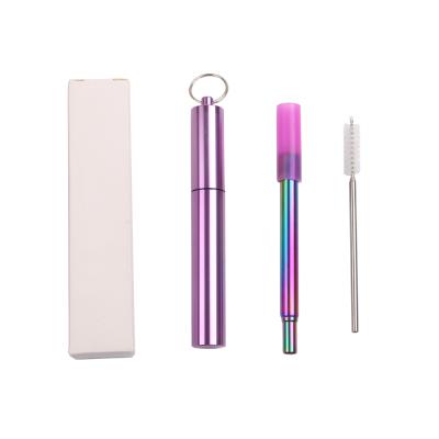 China Sustainable Portable Folding Stainless Steel Telescopic Metal Reusable Telescoping Drinking Straws for sale