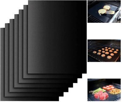 China Black Dustproof Non Stick BBQ Grill Mat Reusable Easy To Clean Work On Electric Grill Charcoal 0.30mm Thickness Oven Liner BBQ Grill Mat for sale