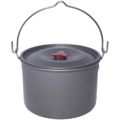 China 4.2L Aluminum Alloy Heat Picnic Pot Dustproof Hanging Camping Cooking Pot Utensils for sale