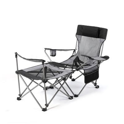 China Durable Material Portable 2 In 1 Oxford Chair Outdoor Steel Deck Lying Removable Folding Camping Beach Chair for sale