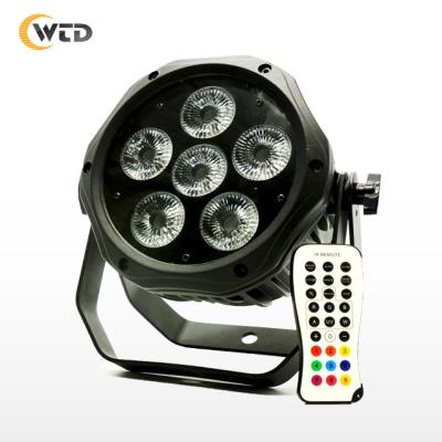 China Outdoor remote control uplight wireless dmx battery uplights led bar 6*18w RGBWAUV slim par dj light 10000 for sale