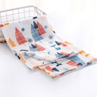 China Small Soft Custom Baby Swadle Print Organic Cotton Muslin Bamboo Blanket for sale