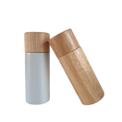 China Viable Custom Logo Kitchen Cooking Spice Salt and Pepper Mill Shakers Manual Wooden Pepper Grinder Set Mill with Adjustable Coarseness for sale