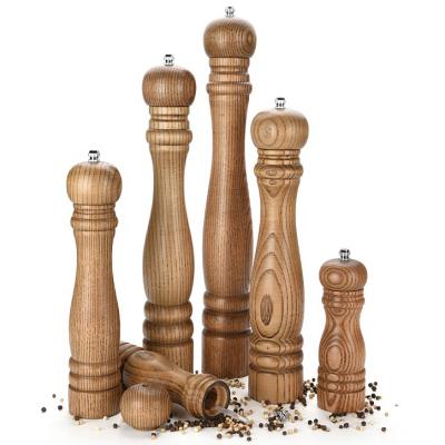 China Sustainable Customized Size Classic Manual Salt and Pepper Grinder Swedish Ash Wooden Pepper Mill Salt Mills for sale