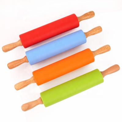 China Viable Colorful Mini Rolling Pin Silicone Rolling Pin For Kids Baking for sale