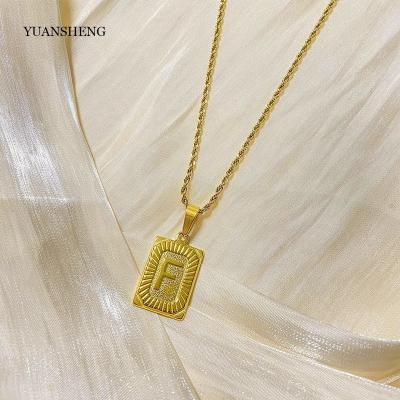 China Vintage Collier A-z Initial Necklace Stainless Steel Jewelry 18k Gold Filled 2022 Letter Necklace for sale