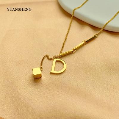 China Vintage Necklace Initial Necklace Stainless Steel 18k Luxury Gold Filled Jewelry Letter Necklace Women for sale