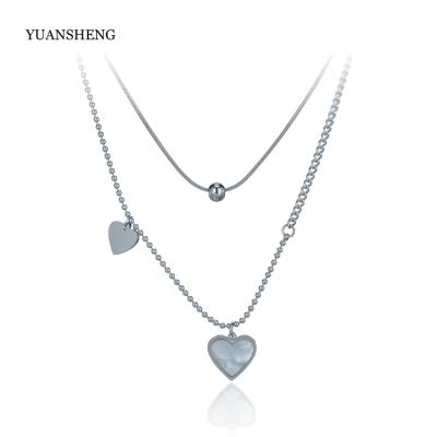 China Vintage Amazon Success 18k Gold Stainless Steel Jewelry Women Necklace Multilayer Heart Necklace for sale