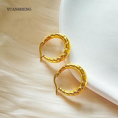 China Aretes CC Hoop Earrings Stainless Steel Hoop Earrings Women 18k Fine Gold Filled Jewelry for sale