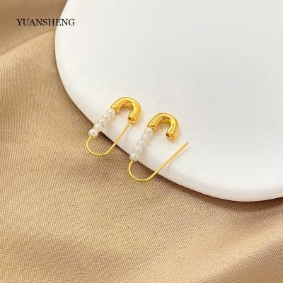 China Classic Unique Aretes Bead Earrings Women Stainless Steel 18k Gold Filled Jewelry Hoop Earrings for sale