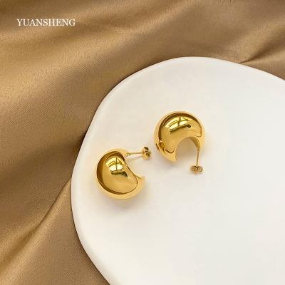 China Vintage Aretes Jewelry 18k Pvd CC Hoop Earrings Stainless Steel Trendy Gold Plated Circle Earrings Women for sale