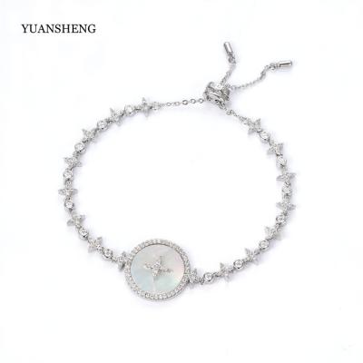 China Wholesale Price Religious Cross Diamond Silver Bracelet Jewelry Women Round Bead Link Chain Bracelets for sale