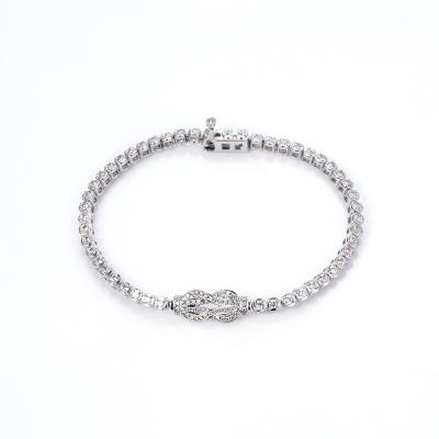 China Customized Luxury Classic Moissanite Diamond Chain Solid White Gold Tennis Bracelet For Couples for sale