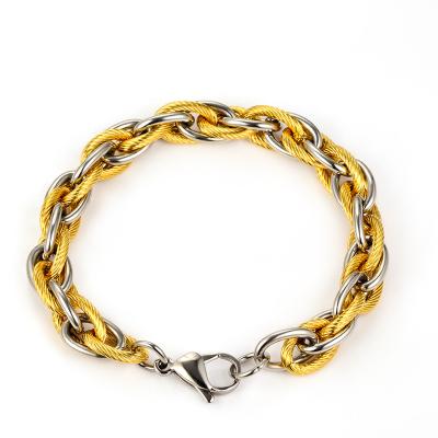 China Hiphop Hiphop Pulsera Gold Plated Stainless Steel Cuban Jewelry Chain Bracelet Men for sale