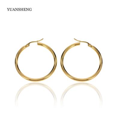 China Hot Selling Custom Made Fashion Gold HOT Circle Round Huggie Circle Stainless Steel Geometric Earrings for sale